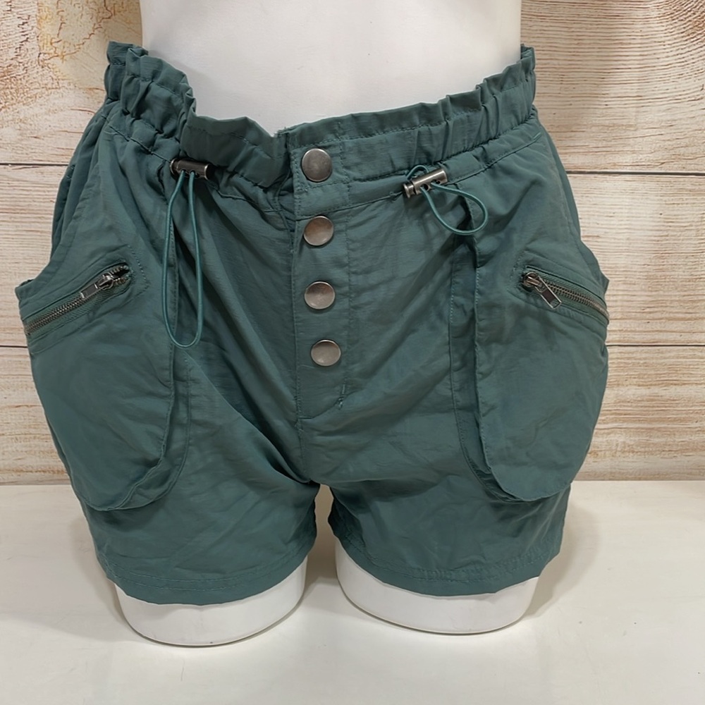 Woman’s Angel Kiss Teal Green Paper Bag Shorts Medium